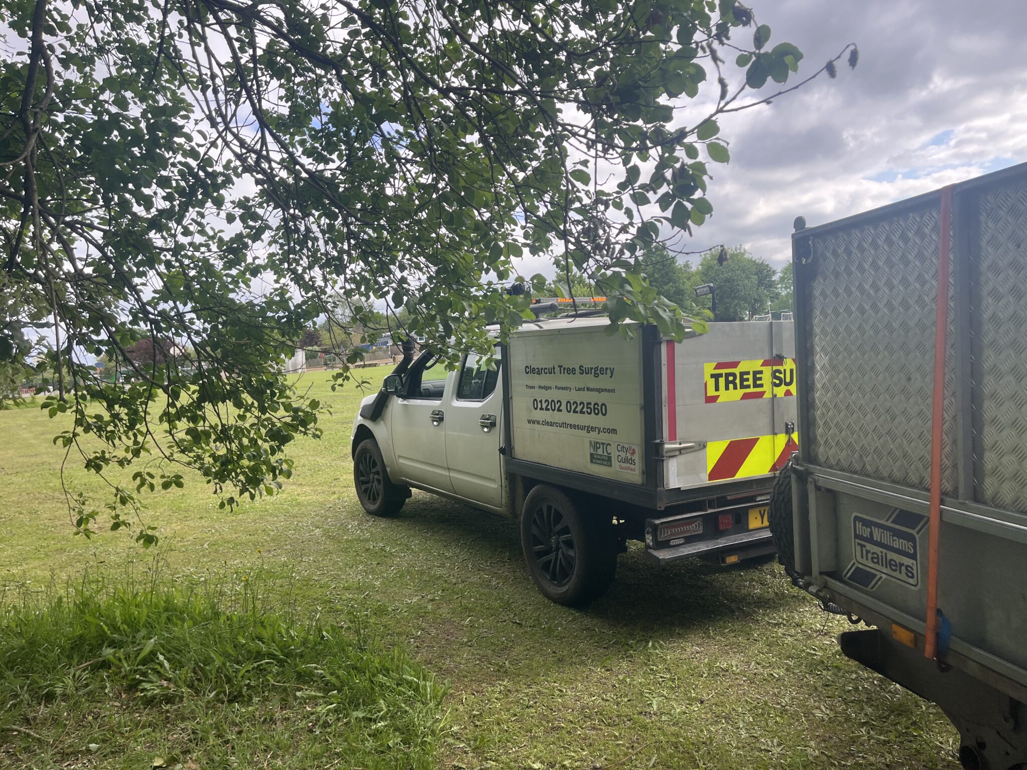 The Clearcut pickup parked on site